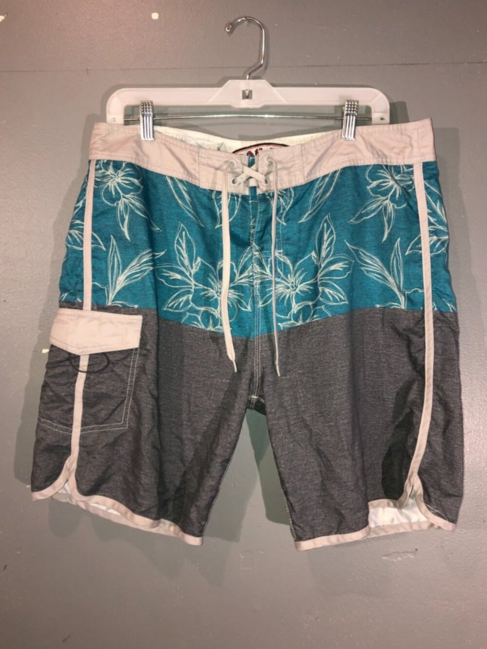 Vintage Ron Jon Surf Shop Board Shorts Blue Gray Size 34 Beach Vacation